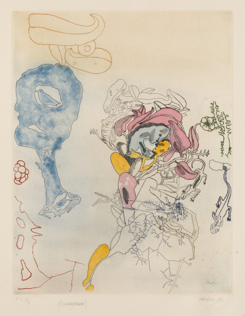 JORGE CASTILLO, "Sin título", 1992, Grabado coloreado a man