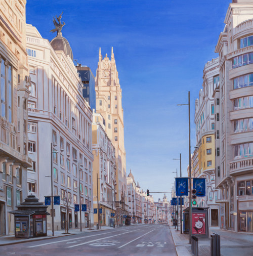 MANUEL  TERÁN, "Gran Via", Óleo sobre lienzo