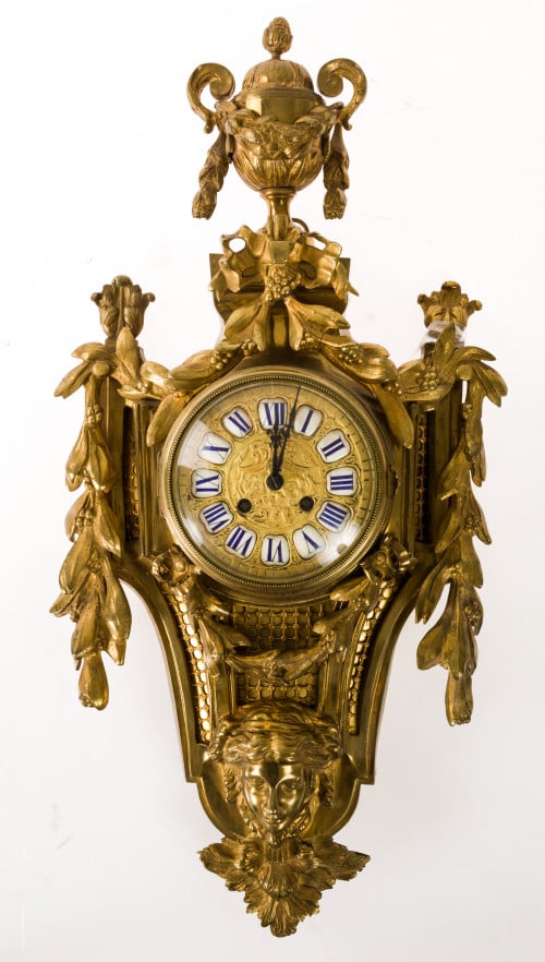  Reloj cartel francés en bronce dorado