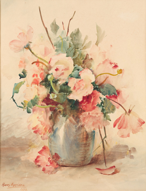 ALFREDO RAMOS MARTINEZ, "Jarrón de flores", 1899, Acuarela