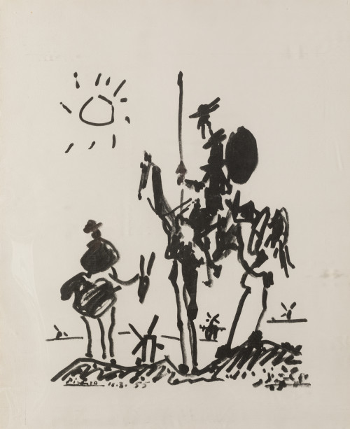 PABLO RUIZ PICASSO, "Don Quijote y Sancho", Litografía offs