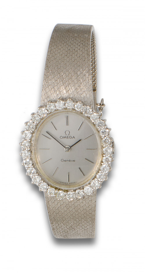 RELOJ DE PULSERA DE SEÑORA OMEGA DE ORO BLANCO Y DIAMANTES