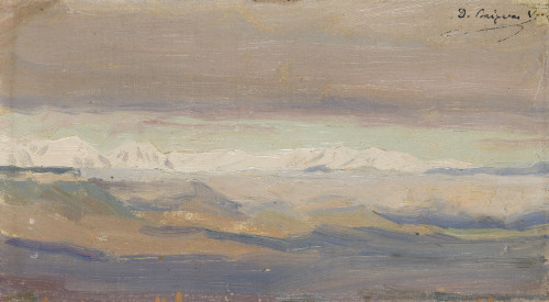 DIONISIO  BAIXERAS, "La playa", Óleo sobre cartón