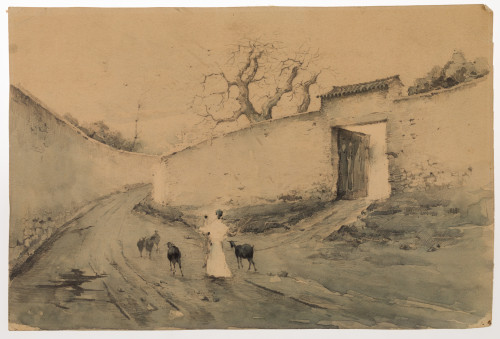 ATRIBUIDO A EMILIO SANCHEZ PERRIER, "Callejón, portón, muje