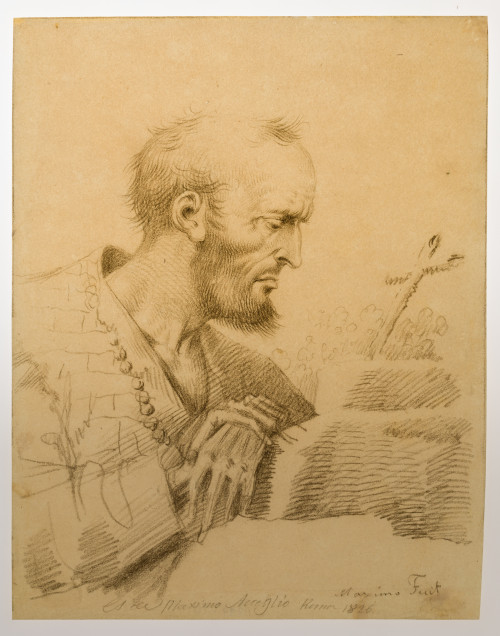 MASSIMO D'AZEGLIO, "Santo en penitencia", Grafito sobre pap