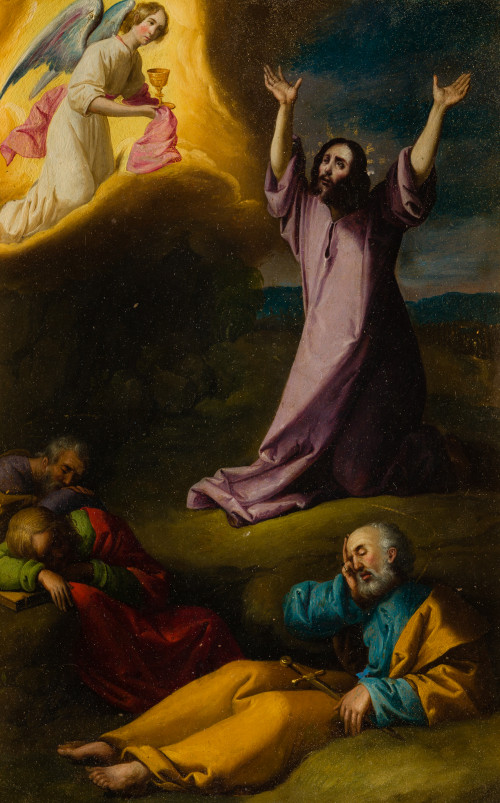 IGNACIO DE RIES, "La oración en el huerto", Óleo sobre cobre