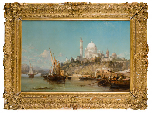 JAMES WEBB, "Vista de Constantinopla", 1874, Óleo sobre lie