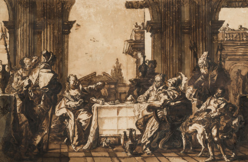  ESCUELA ITALIANA, "El banquete de Cleopatra"