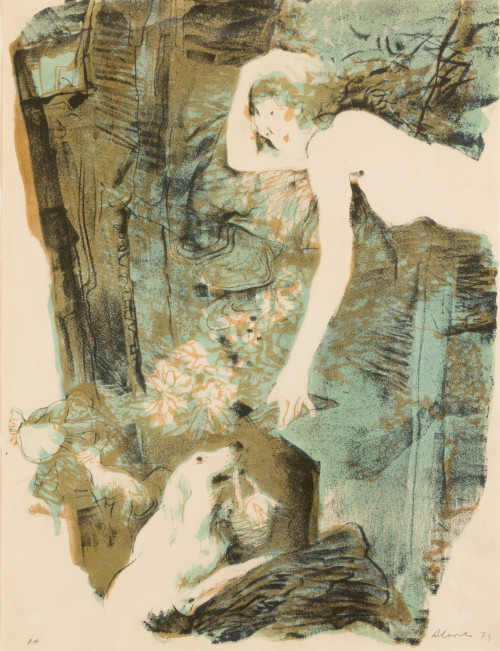 MANUEL ALCORLO BARRERA, "Sin título", 1974, Litografía sobr