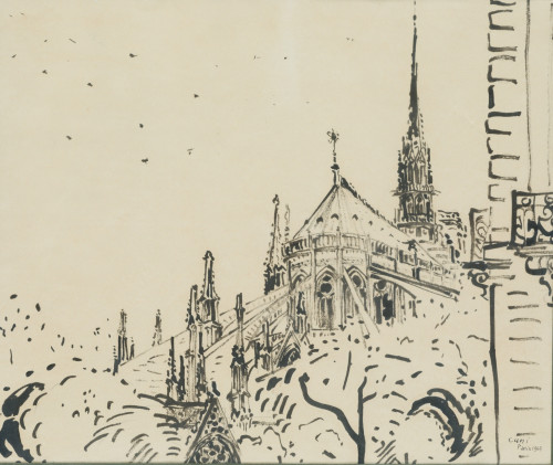 JOSÉ CUNI, "Notre Dame", 1967, Tinta sobre papel