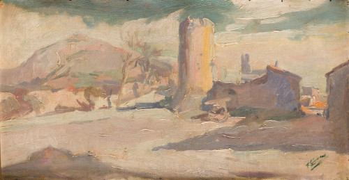 FRANCISCO GIMENO ARASA, "Paisaje rural", Óleo sobre lienzo