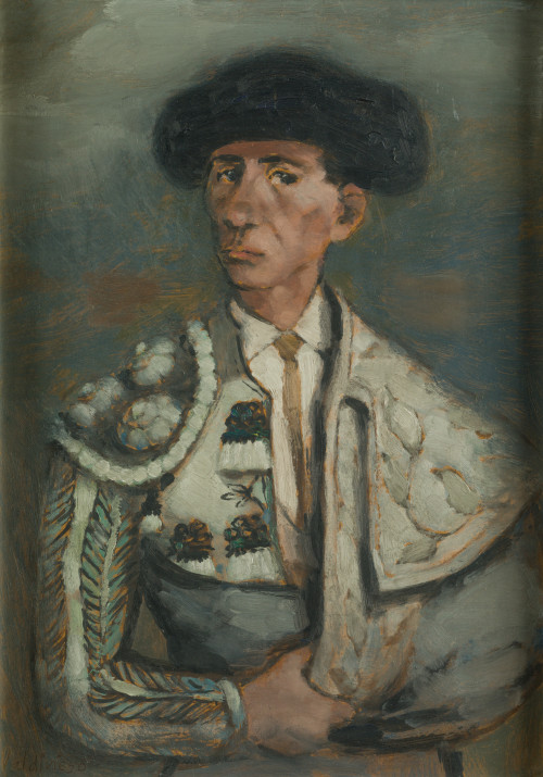 ANTONIO VALDIVIESO, "Torero", Óleo sobre táblex