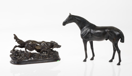 JULES MOIGNIEZ, "Perro de caza", Escultura en bronce. 