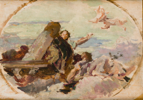 EMILIO SALA Y FRANCÉS, "Boceto para techo", Óleo sobre tabla