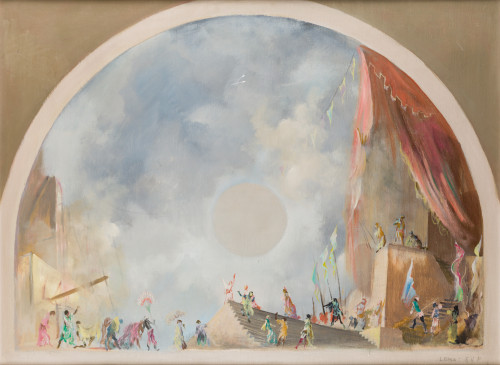 EDUARDO VICENTE, "Escena de teatro", Óleo sobre táblex