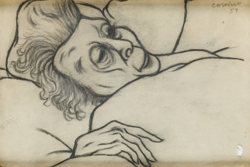 JORGE CASTILLO, "Figura", 1959, Carboncillo sobre papel