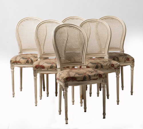 Seis sillas estilo Luis XVI, España, S. XX