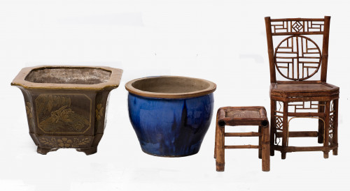 Jardinera de cerámica esmaltada de gusto oriental, S. XX
