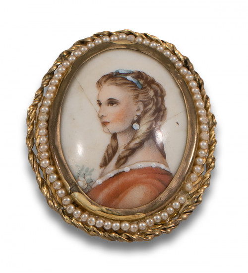 BROCHE COLGANTE ANTIGUO DE PORCELANA DE LIMOGES