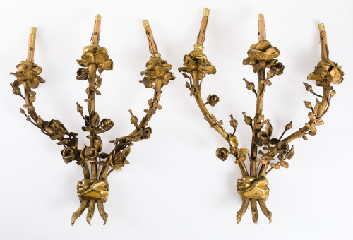 Pareja de apliques de bronce dorado, España, med.S.XX