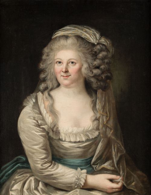 ESCUELA FRANCESA, "Retrato de una aristócrata", Óleo sobre 