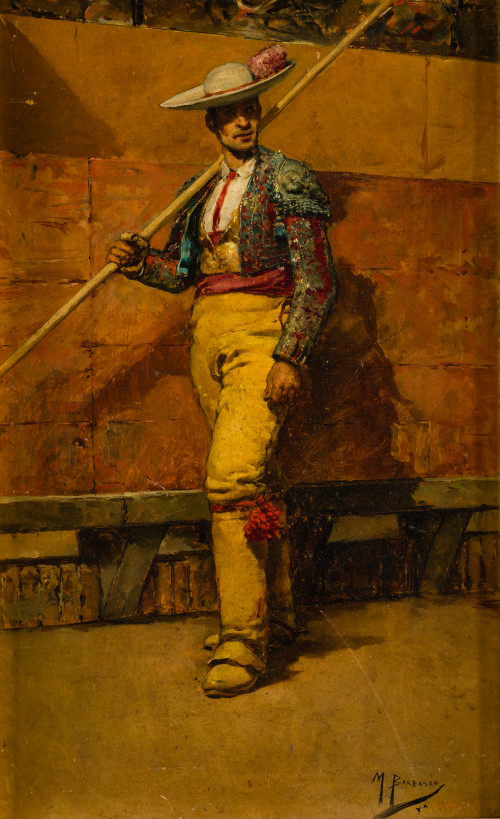 MARIANO BARBASÁN LAGUERUELA, "El picador", Óleo sobre tabla.