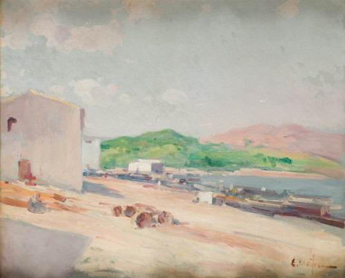 ELISEO MEIFRÉN Y ROIG, "Playa de LLansa", Óleo sobre lienzo