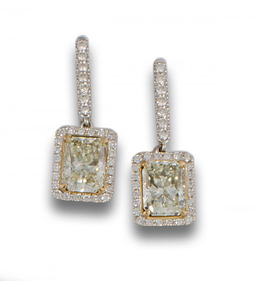Pendientes Colgantes Largos De Perla Y Diamante De Laboratorio - Plata 925 - 30mm