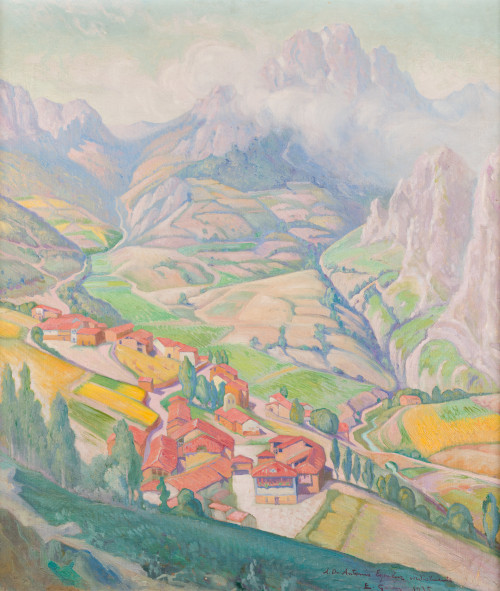 ELOY GARAY MACUA, "Pasiaje vasco", 1935, Óleo sobre lienzo 