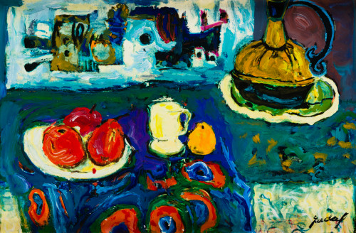 CARLOS NADAL, "Bodegón", Tintas y acrílicos sobre papel imp