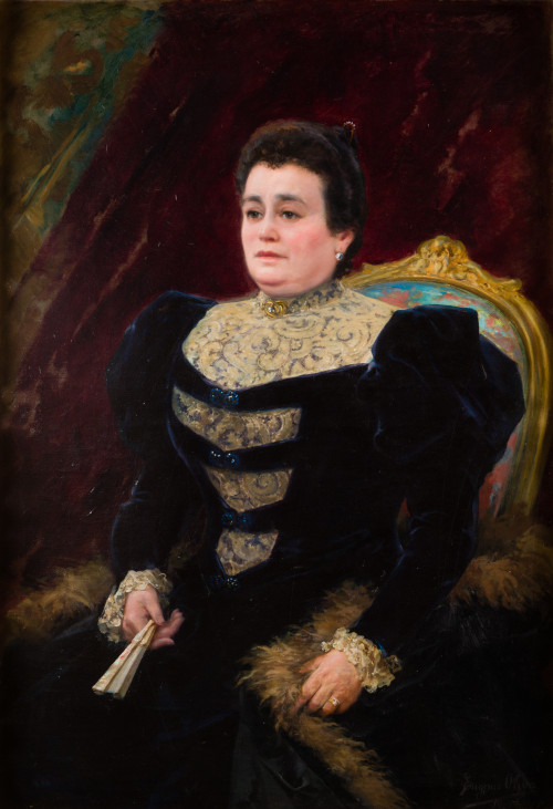 EUGENIO OLIVA Y RODRIGO, "Retrato de dama con abanico", 189