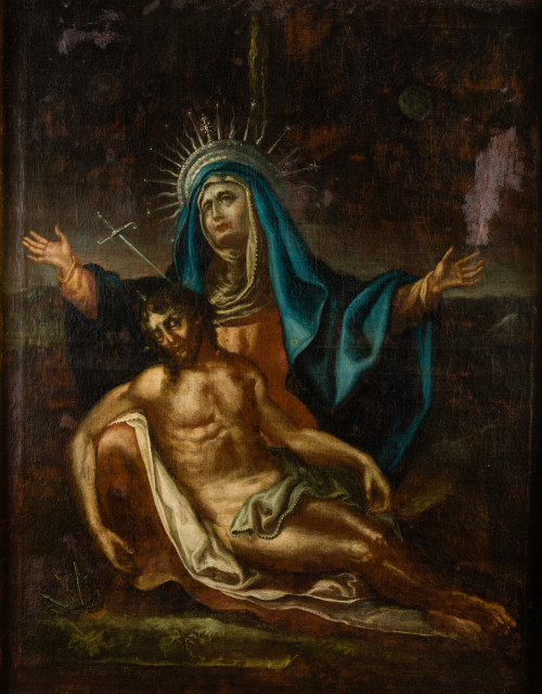 JOAQUÍN  CANEDO, "Virgen de la Piedad", 1797, Óleo sobre li