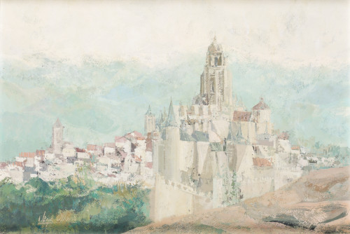 JOSE VEGA OSSORIO, "Segovia", Óleo sobre lienzo.