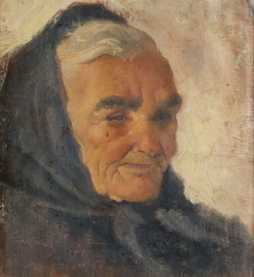  ESCUELA ESPAÑOLA, "Aldeana", Óleo sobre tablex.