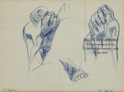 JOAQUÍN PEINADO VALLEJO, "Estudio de pies", 1961, Bolígrafo