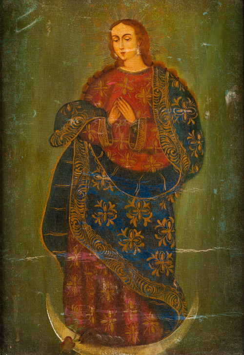 ESCUELA CUZQUEÑA, "Inmaculada Concepción", Óleo sobre lienz