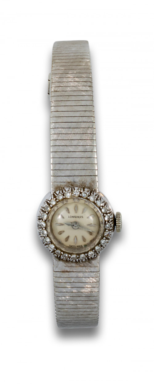 RELOJ DE PULSERA LONGINES DE DAMA EN ORO BLANCO, BISEL DE D