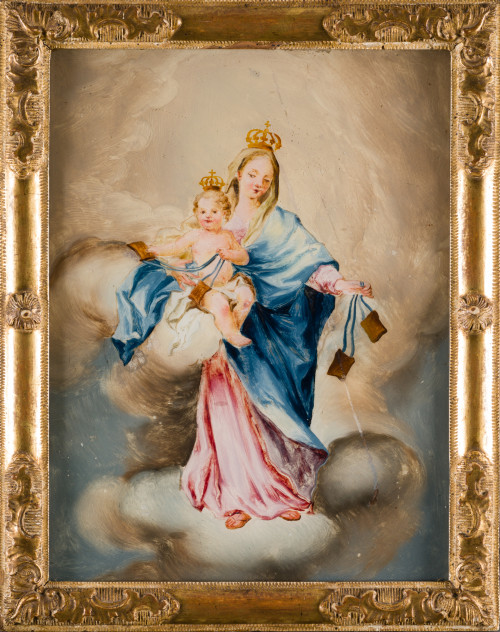  ESCUELA ESPAÑOLA, "La Virgen del Carmen con el NIño", Óleo