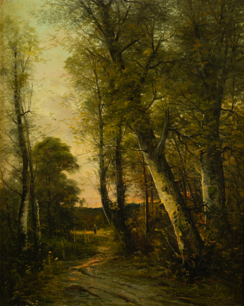 ANTOINE CHINTREUIL, "El camino del bosque", Óleo sobre lien