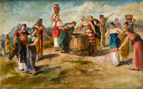 LUCIANO  SÁNCHEZ SANTAREN, "Las hijas de Jetró sacando agua