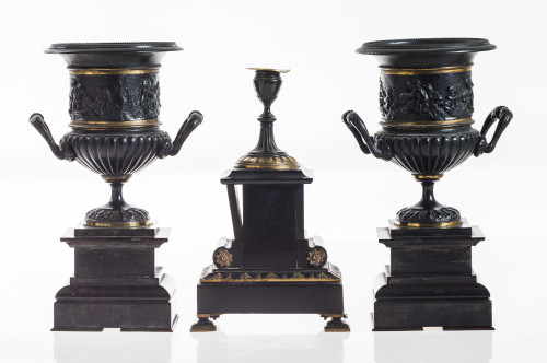 Pareja de copas y un candelero Napoleón III, Francia, med.S
