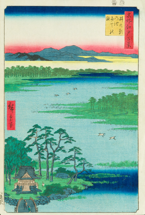 ANDO HIROSHIGE, "Santuario Benten, estanque Inokashira", Xi
