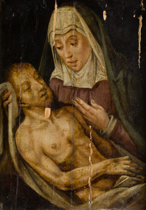 ESCUELA FLAMENCA , "La Piedad", Óleo sobre tabla