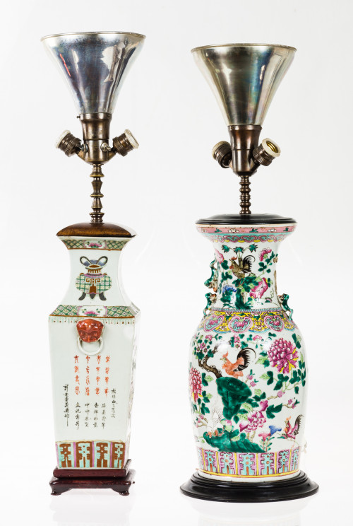 Jarrón de porcelana esmaltada, familia rosa, China, S.XIX