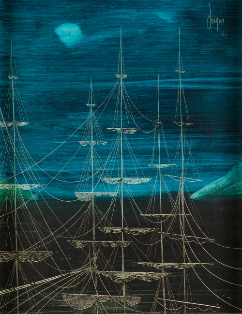 URBANO  LUGRIS VADILLO, "Mástiles de barcos", 1964, Técnica