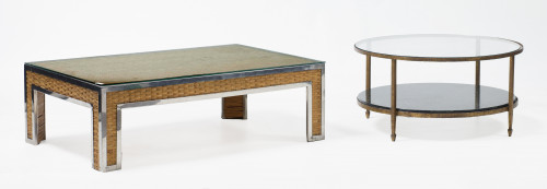 Mesa de café de mimbre y acero, España, c. 1970