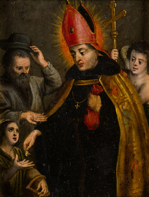 ESCUELA ESPAÑOLA, "Santo Tomás de Villanueva dando limosna 