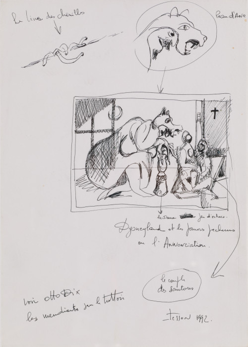 GEORGE TESSON, "Estudio de cuadro de Otto Dix", 1992, Tinta