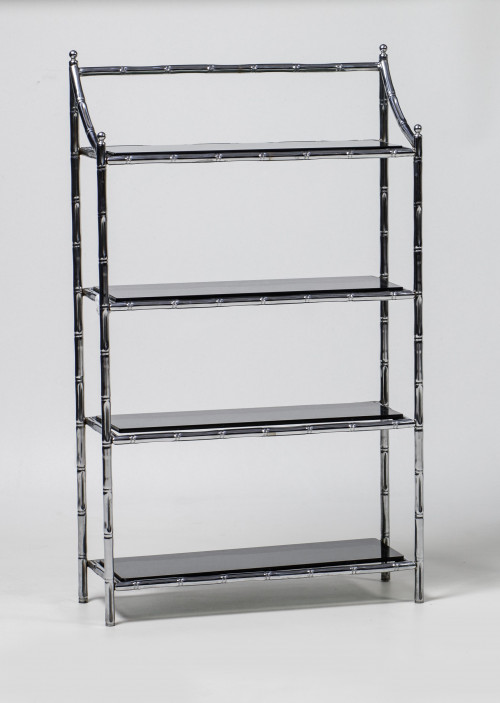 Estantería de metal plateado simulando bambú, España, c. 19