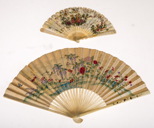 Abanico con decoración shibayama, periodo Meiji, Japón, c. 
